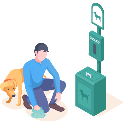 Dog Poop Station with Man